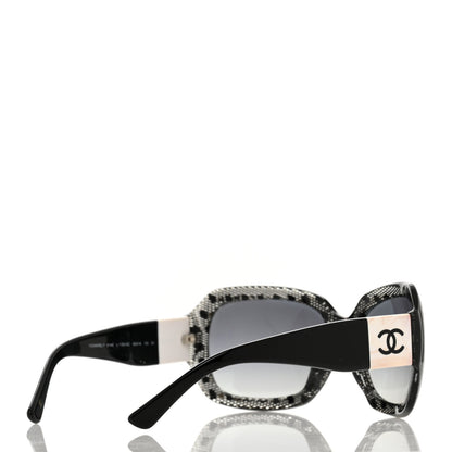 Chanel Acetate CC Lace Effect Sunglasses 5146 Black White 4 of 9