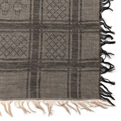 Gucci Wool Silk GG Monogram Diamante Plaid Surviee Shawl Beige Dark Brown 2 of 5