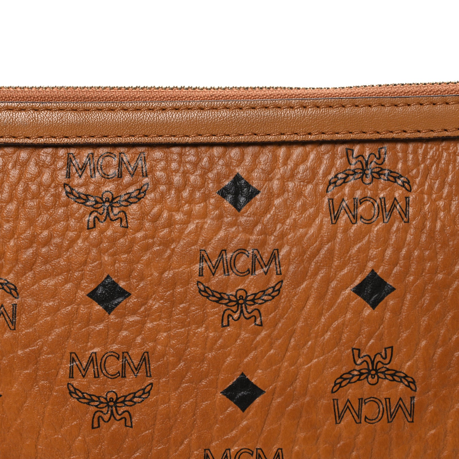 MCM Visetos Liz Shopper Tote Pouch Cognac 7 of 11