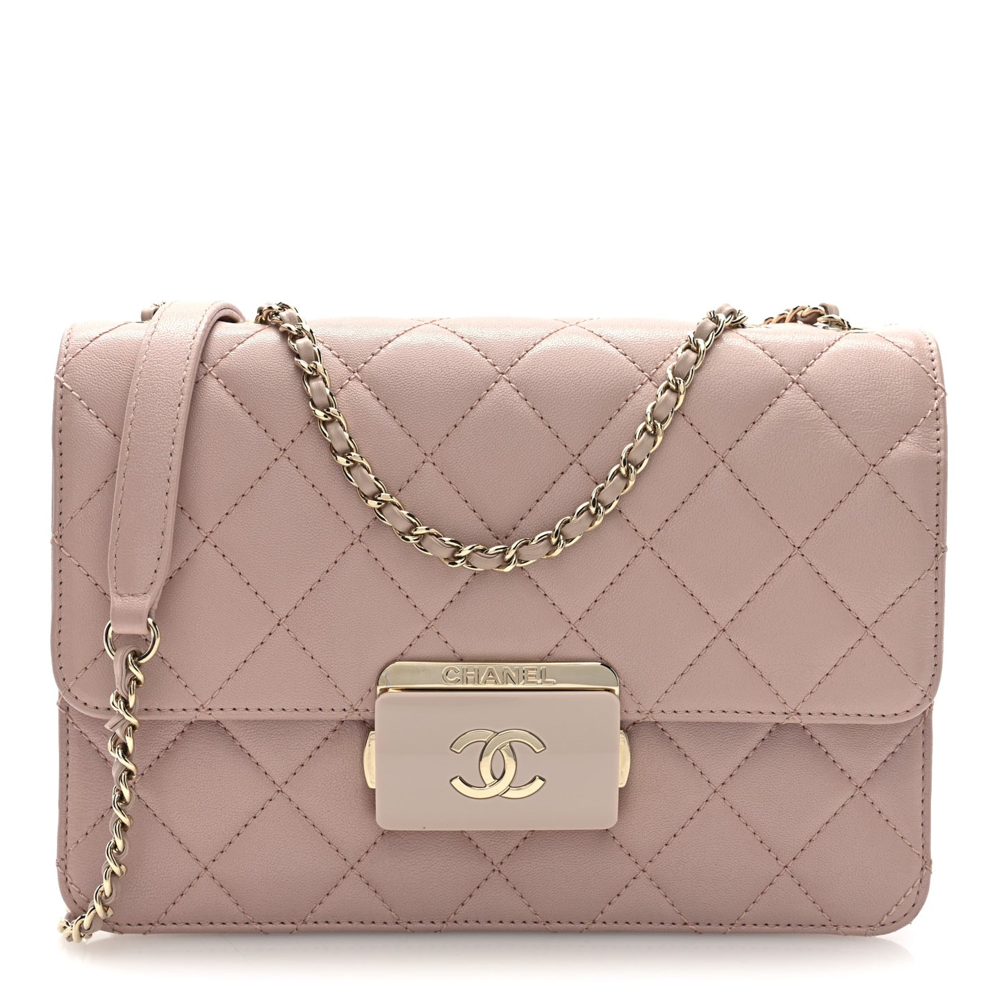 Sheepskin Quilted Beauty Lock Flap Pink