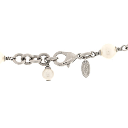 Chanel Crystal Pearl CC Long Necklace Silver 4 of 4