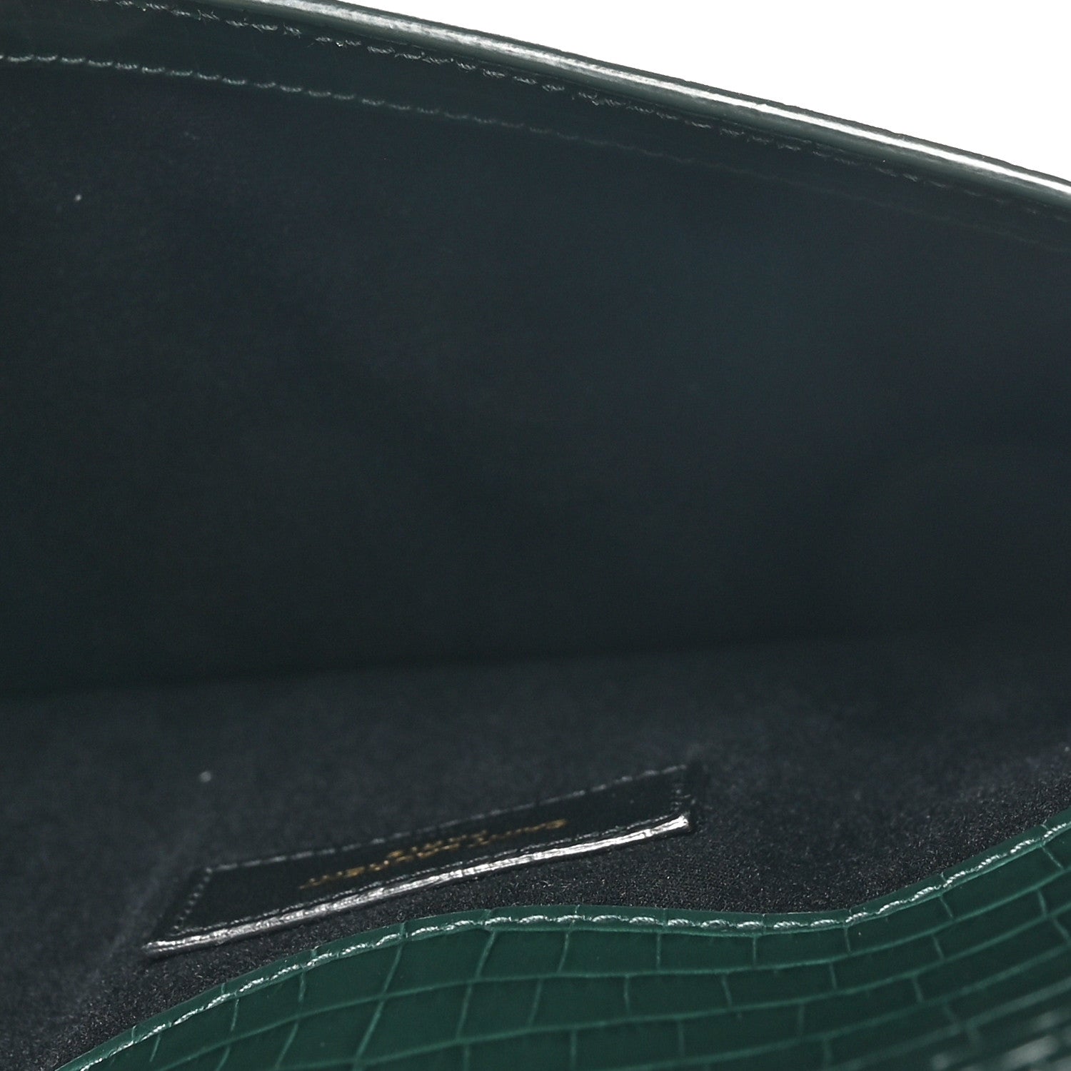 Saint Laurent Calfskin Crocodile Embossed Uptown Monogram Pouch Mint 5 of 6