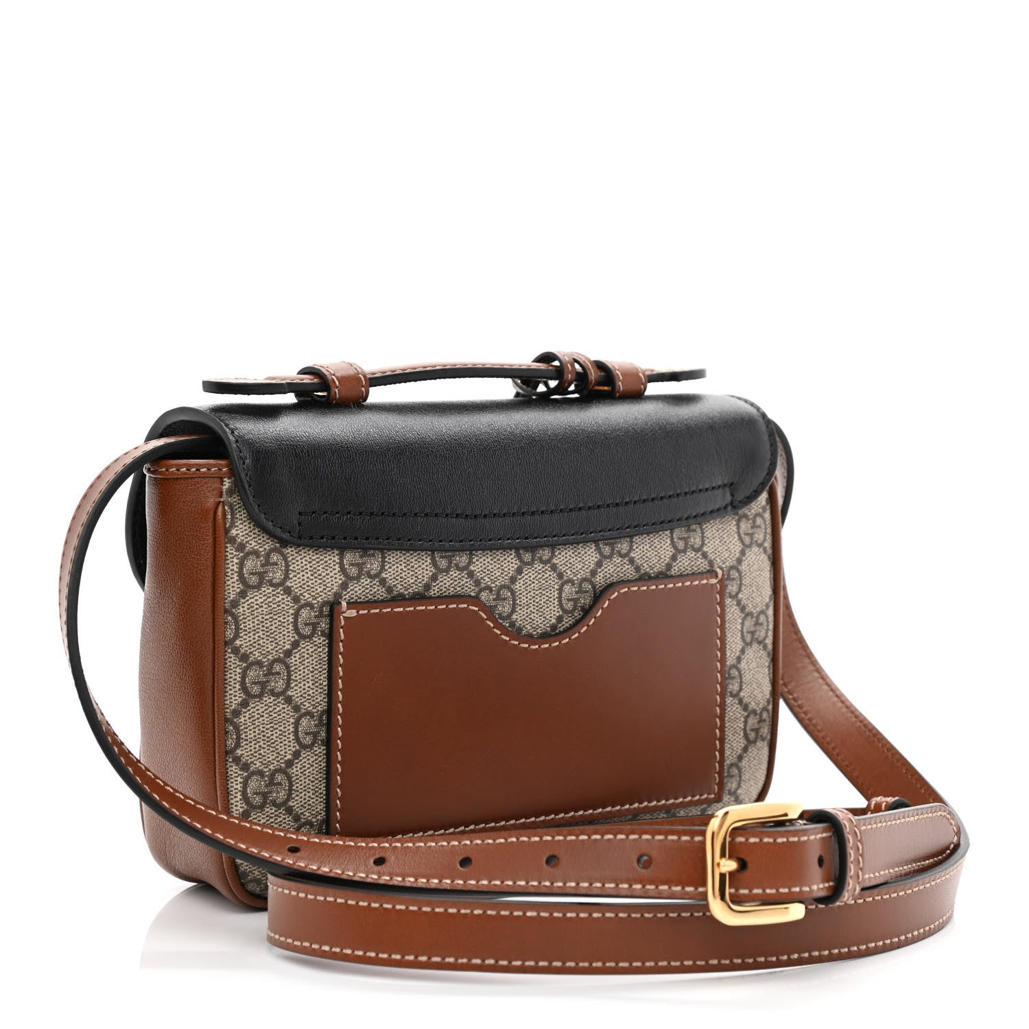 Gucci GG Supreme Monogram New Sakai Lux Calfskin Mini Padlock Flap Pocket Shoulder Bag Beige Ebony Black Cuir 3 of 10
