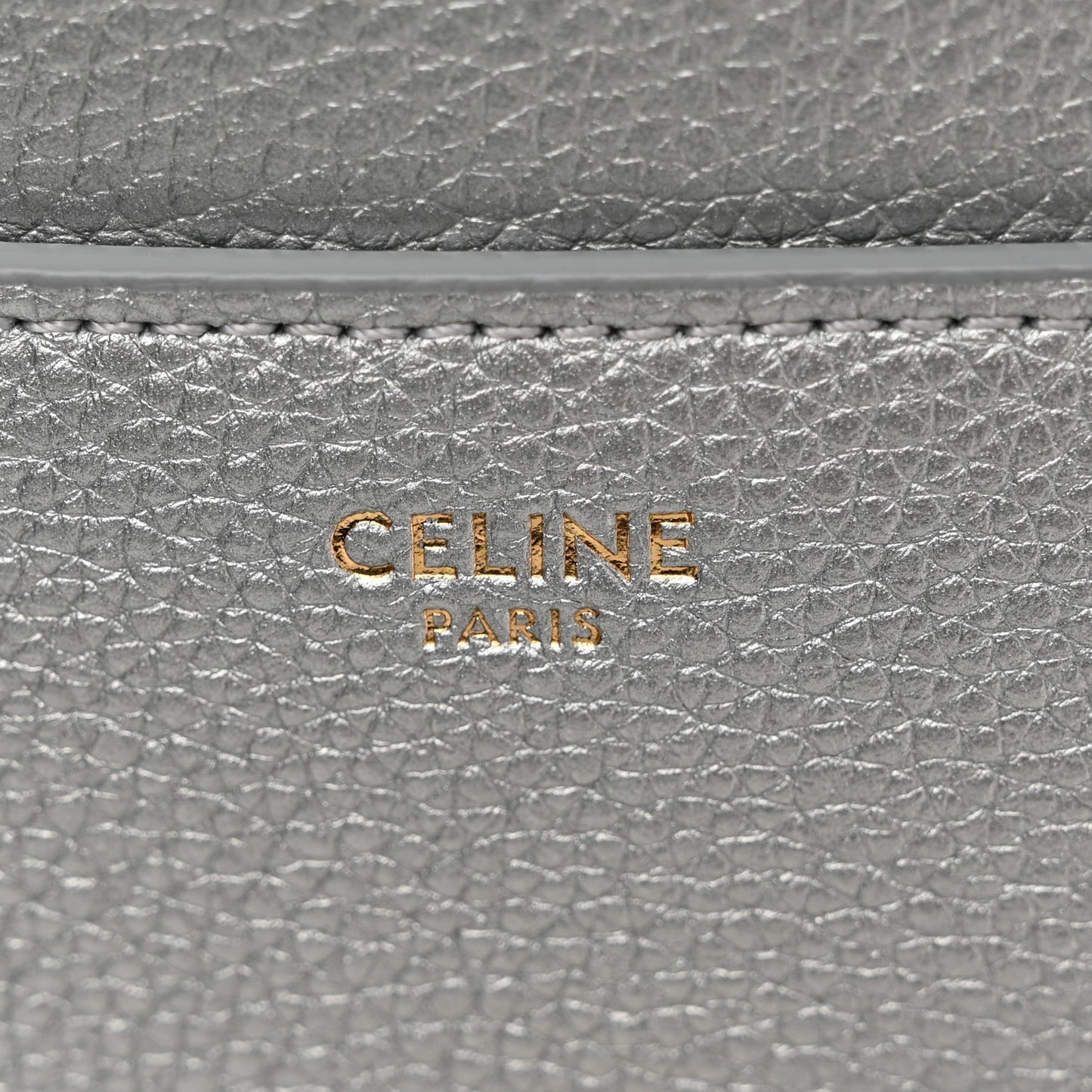 Laminated Grained Calfskin 16 Top Handle Bag Silver