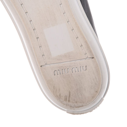 Miu Miu Nappa Metal Cap Toe Slip On Sneakers 36 Black Silver 9 of 14