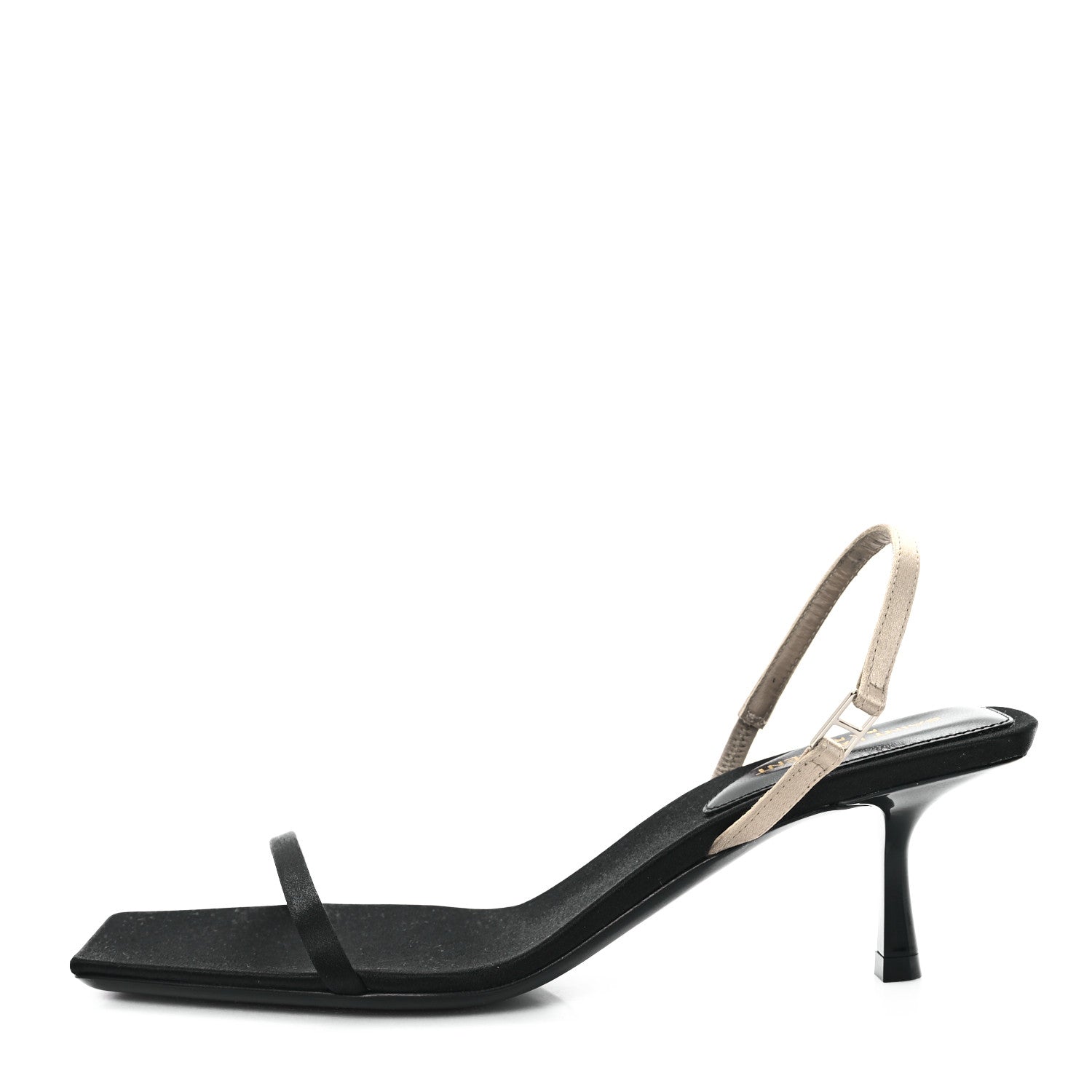 Saint Laurent Satin Slingback Jaspe 55 Sandals  35.5 Black Partridge Pink 1 of 9