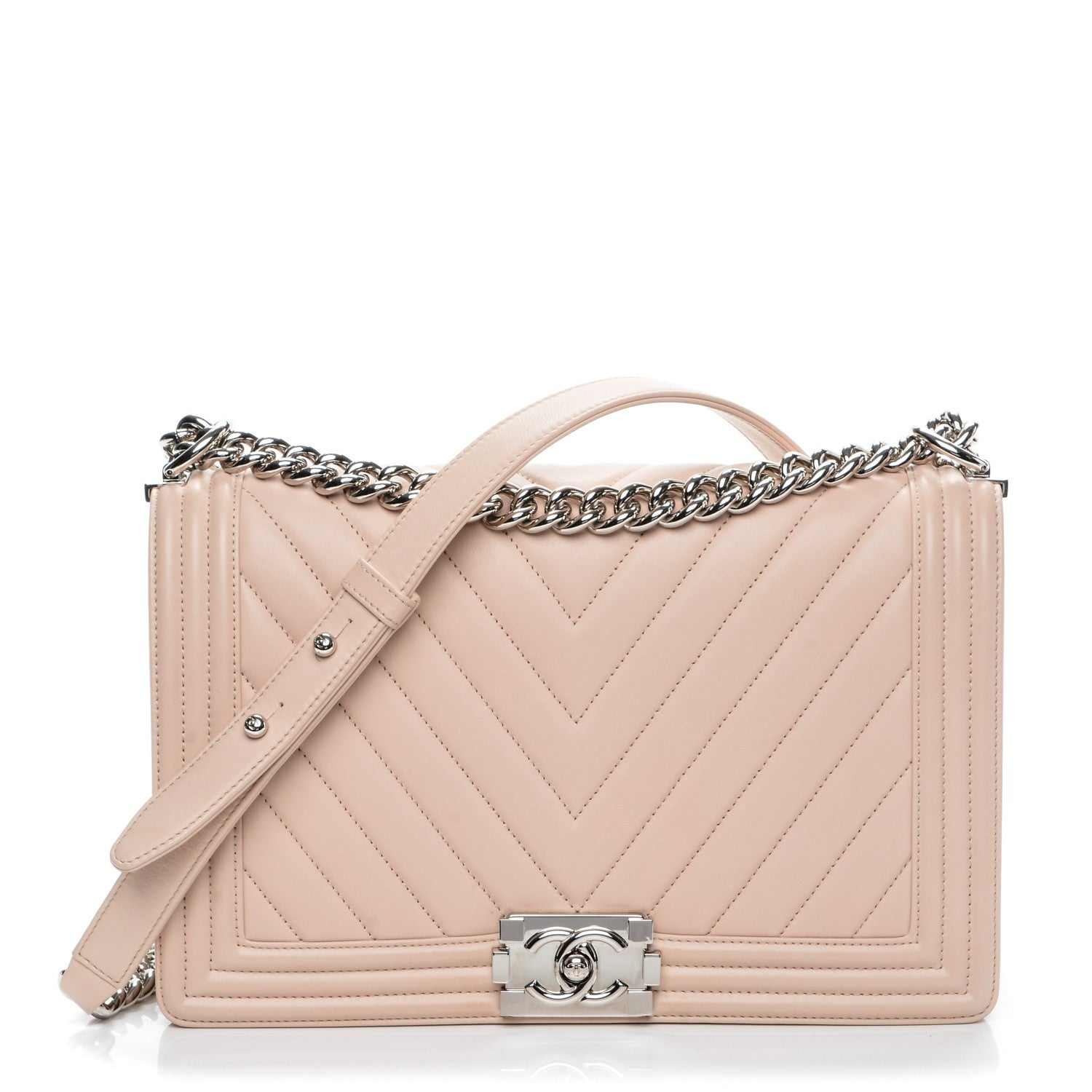 Chanel Calfskin Chevron New Medium Boy Flap Light Pink 1 of 7