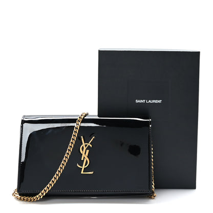Saint Laurent Patent Calfskin Monogram Kate Wallet On Chain Black 9 of 9