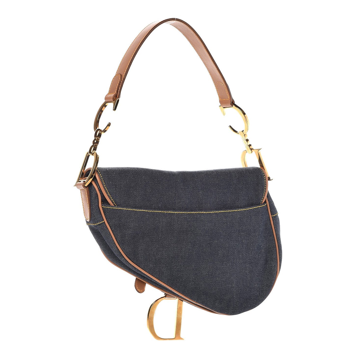 Denim Calfskin Saddle Bag Blue