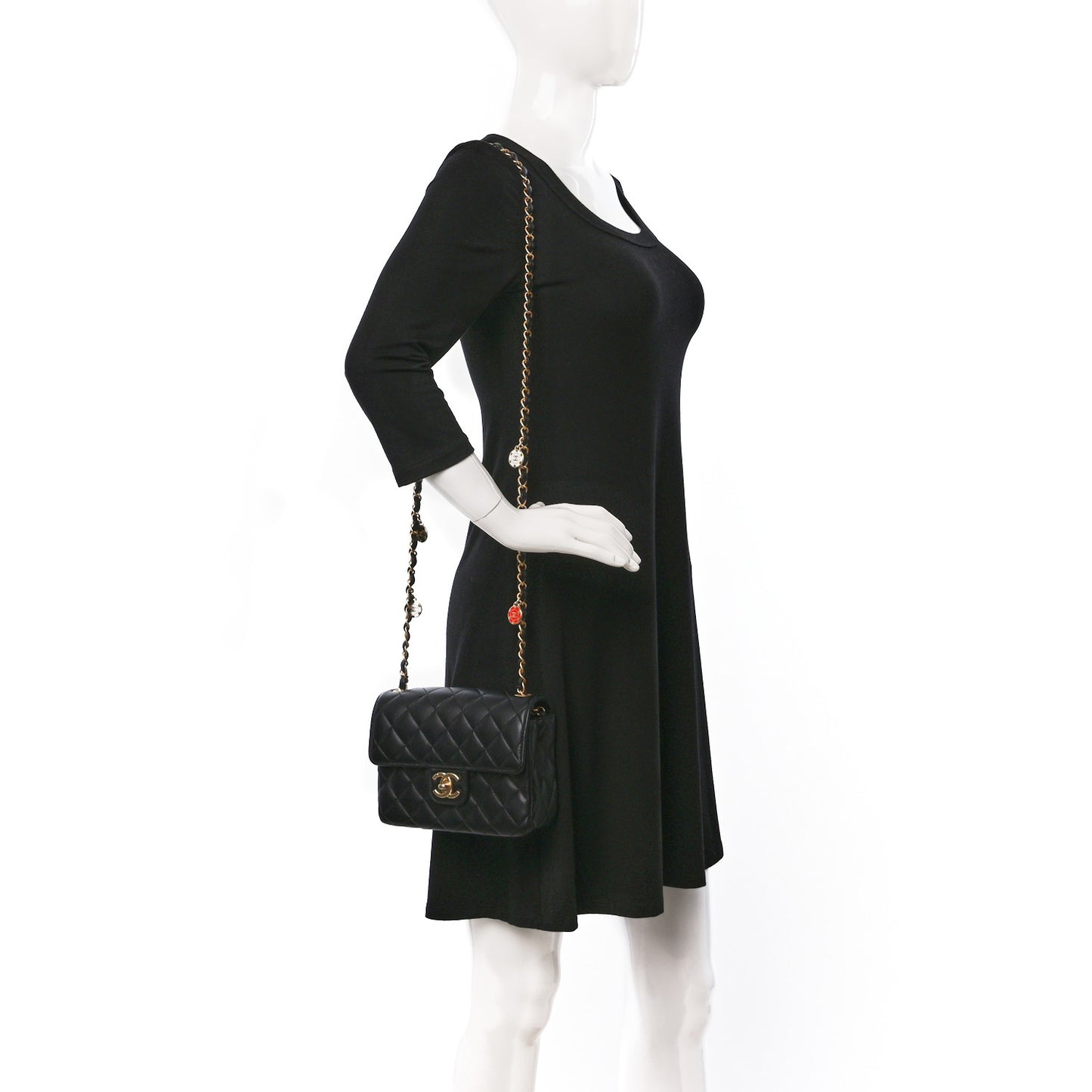 Lambskin Quilted Casino Chips Mini Flap Black