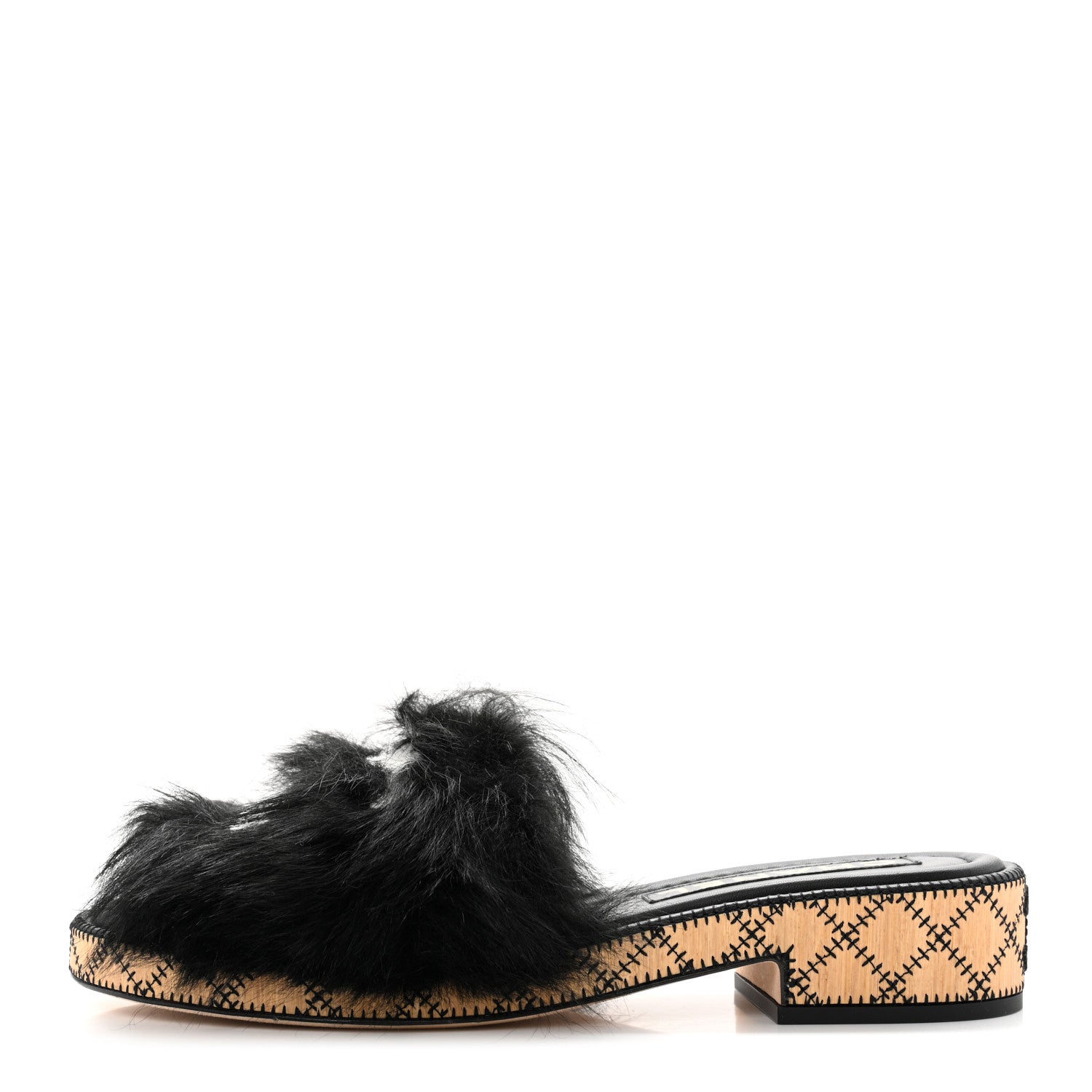 Chanel Shearling Lambskin CC Mules 40 Black White 1 of 9