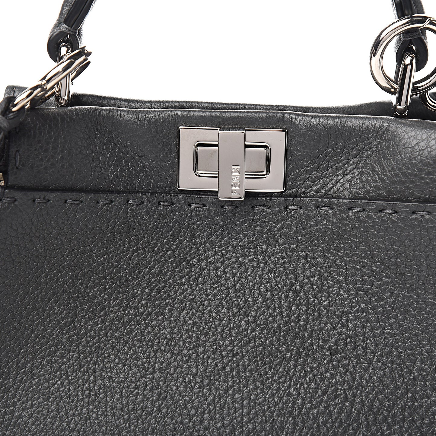 Cuoio Romano Selleria Bi-Color Mini Peekaboo Iconic Satchel Asfalto Latte