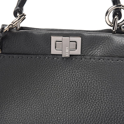 Fendi Cuoio Romano Selleria Bi-Color Mini Peekaboo Iconic Satchel Asfalto Latte 9 of 9