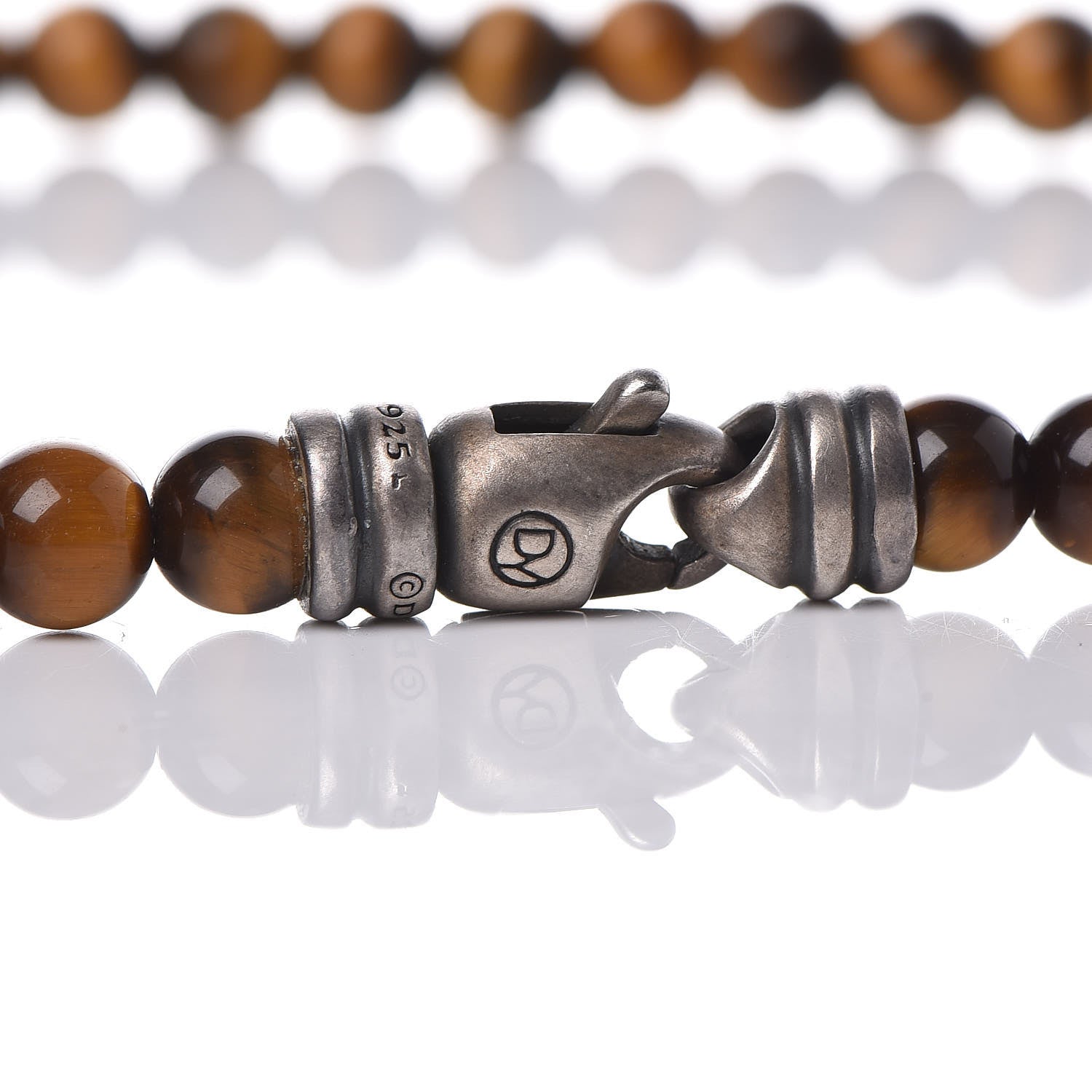 David Yurman Sterling Silver Tigers Eye 5mm Spiritual Beads Necklace 5 of 6