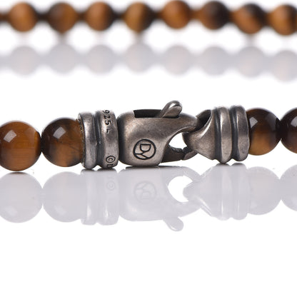 David Yurman Sterling Silver Tigers Eye 5mm Spiritual Beads Necklace 5 of 6