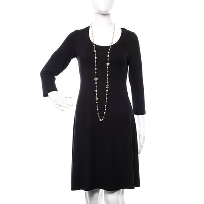 Chanel Pearl Crystal Flower CC Long Necklace Golden Pearly White 2 of 5