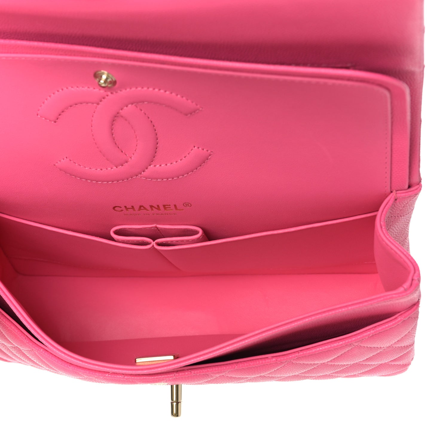 Caviar Quilted Medium Double Flap Pink