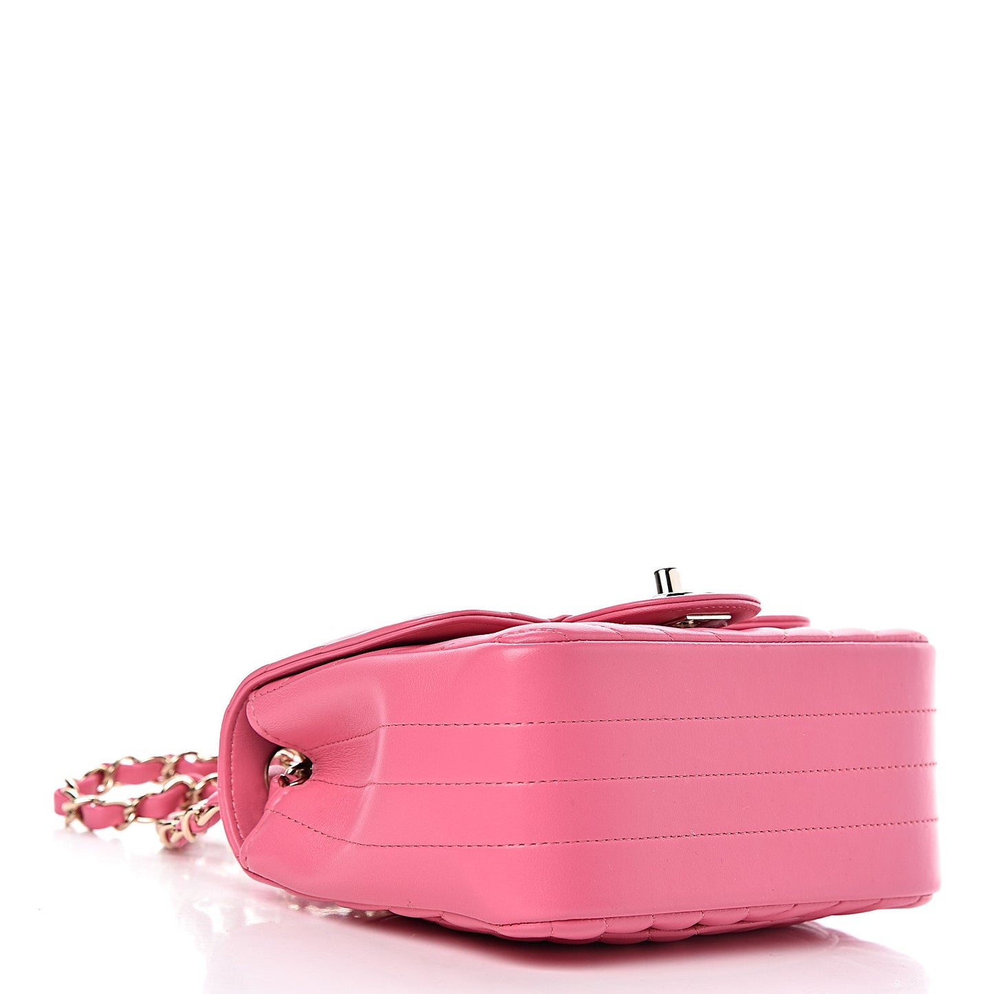 Lambskin Chevron Quilted Mini Square Flap Fuchsia