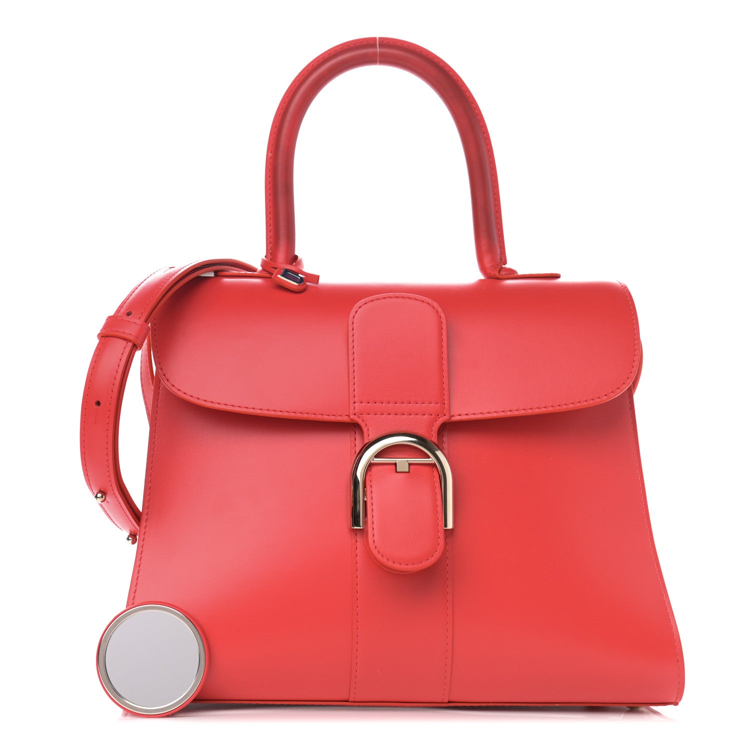 Delvaux Box Calfskin MM Brillant Satchel Red 1 of 11