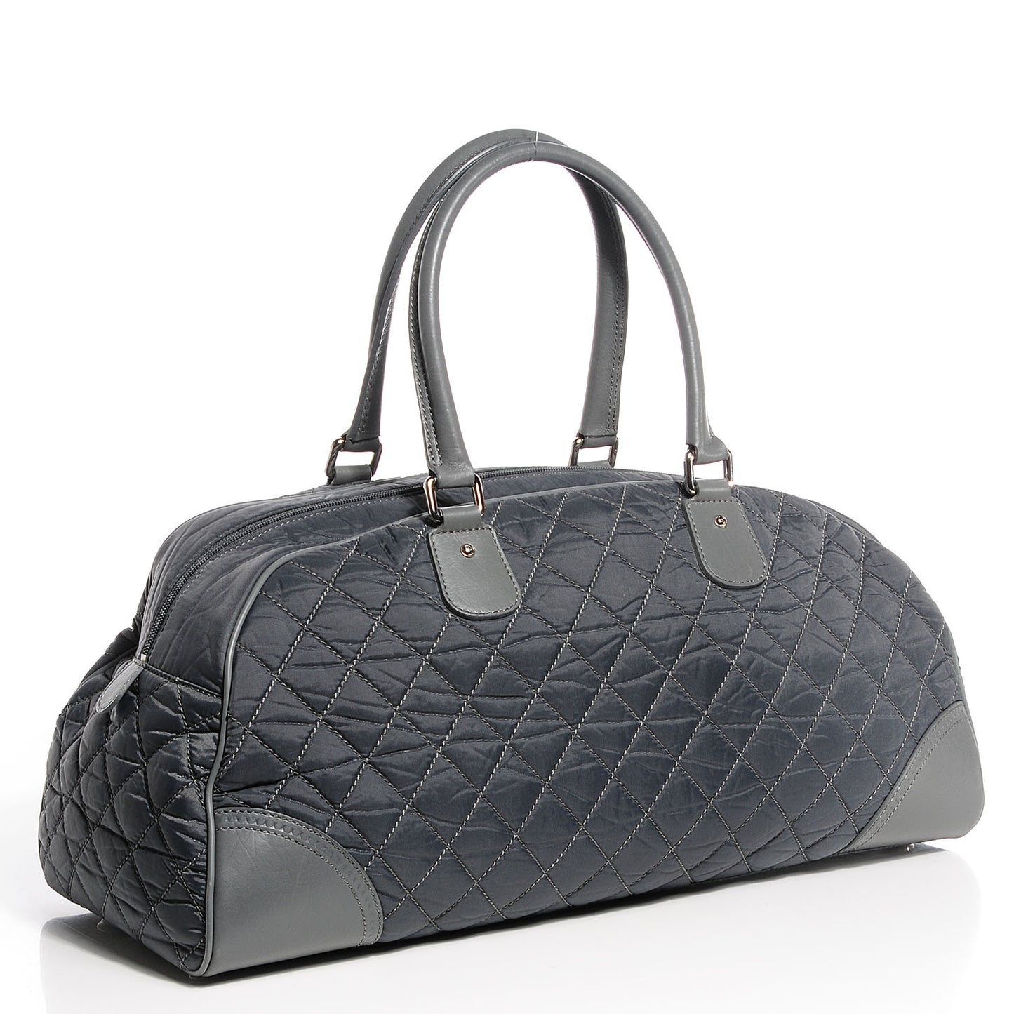 Calfskin Nylon Paris New York Duffel Bag Grey