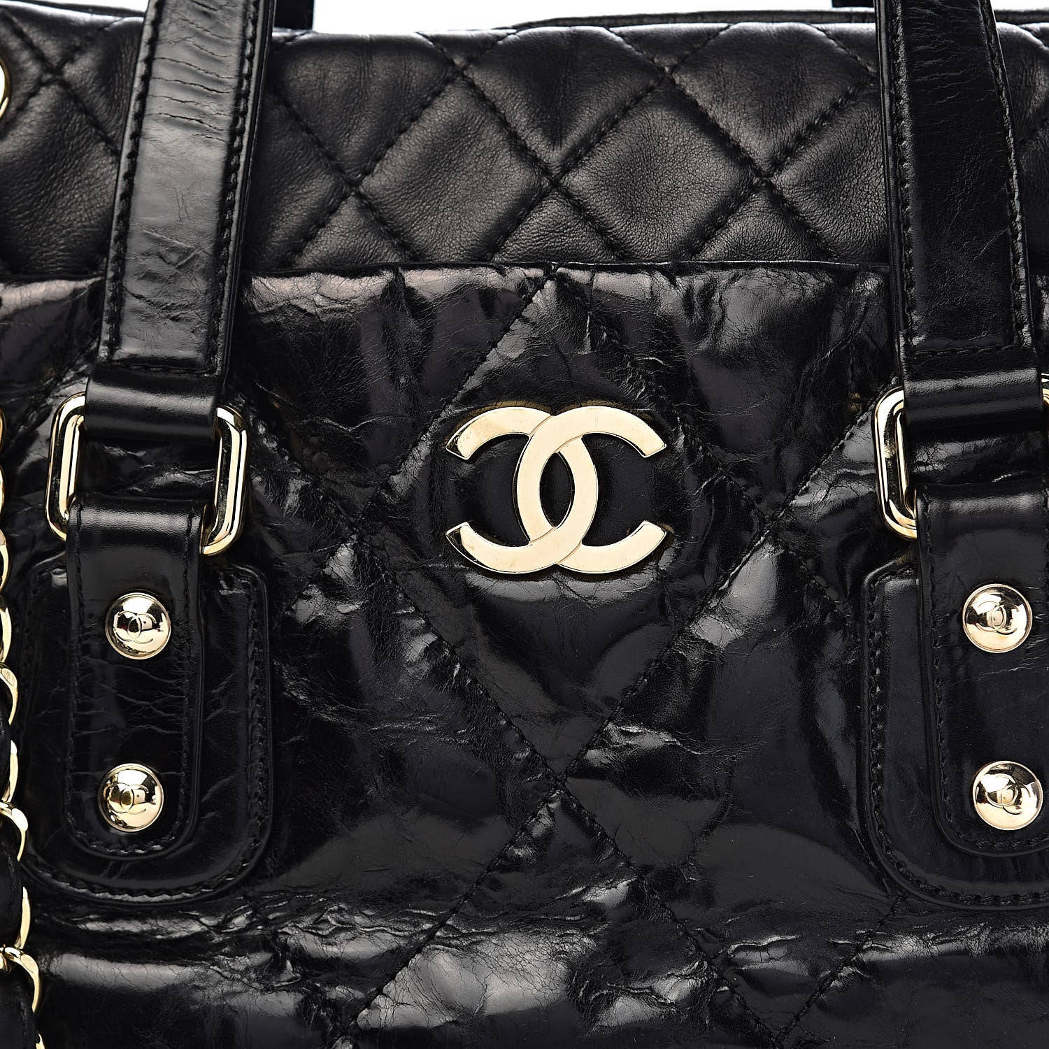 Chanel Glazed Calfskin Lambskin Quilted Portobello Tote Black 10 of 10