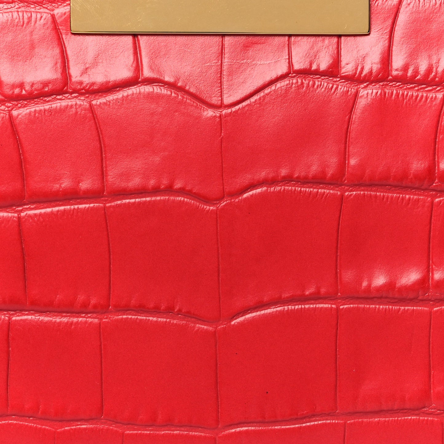 Calfskin Crocodile Embossed Knuckle Flat Clutch Red