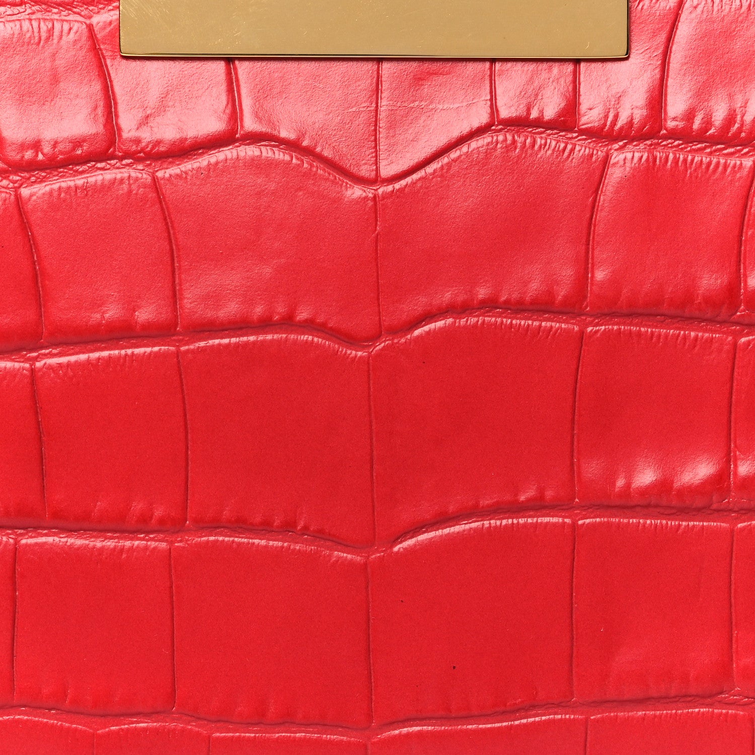 Alexander McQueen Calfskin Crocodile Embossed Knuckle Flat Clutch Red 7 of 9