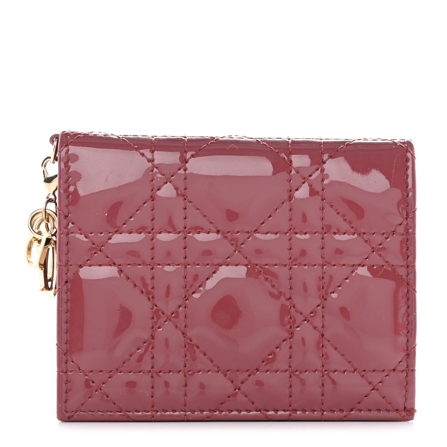 Patent Cannage Mini Lady Dior Wallet Mallow Rose