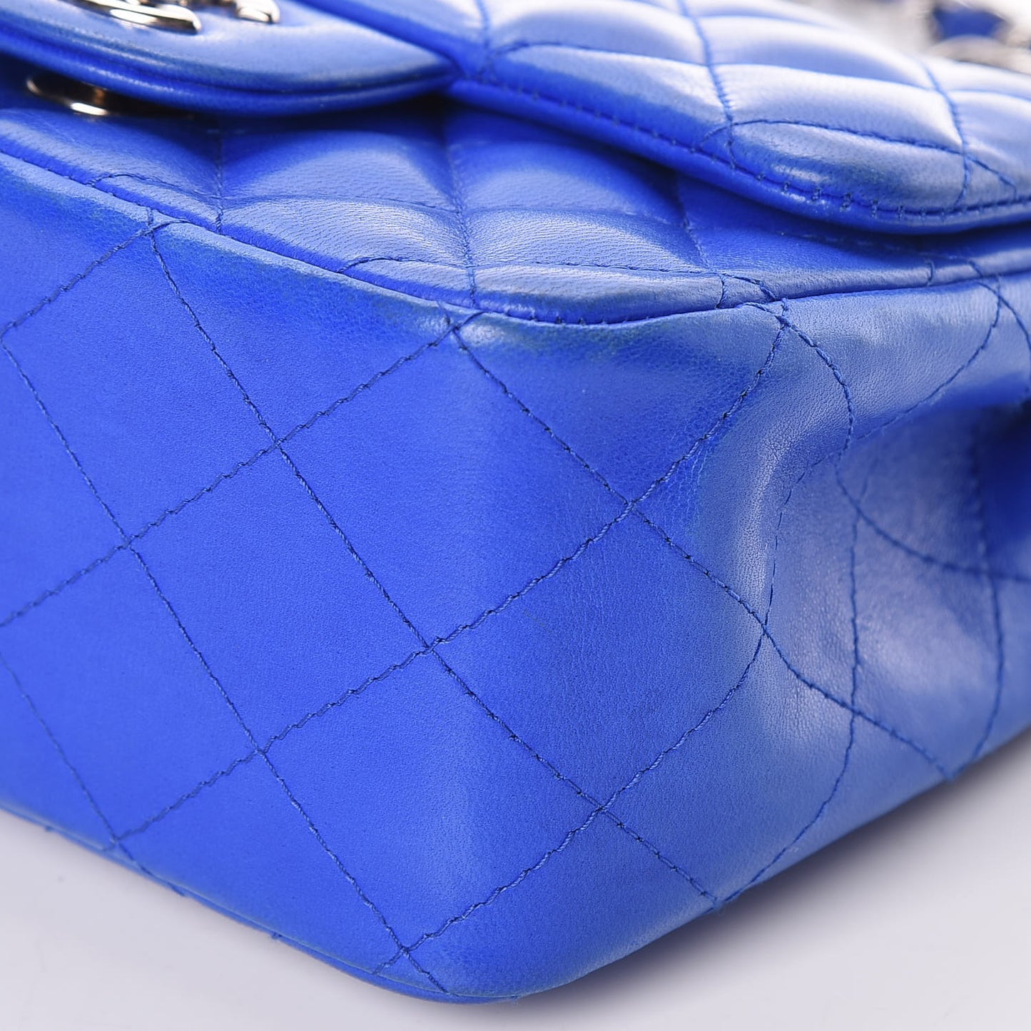 Lambskin Quilted Mini Square Flap Blue