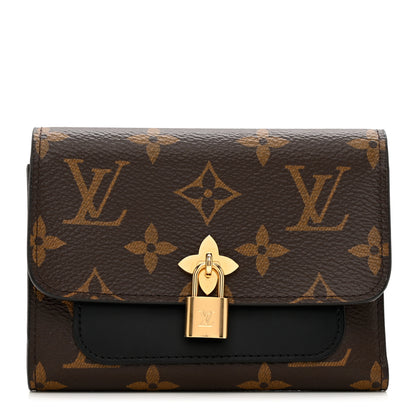 Louis Vuitton Monogram Flower Lock Compact Wallet Black 1 of 7