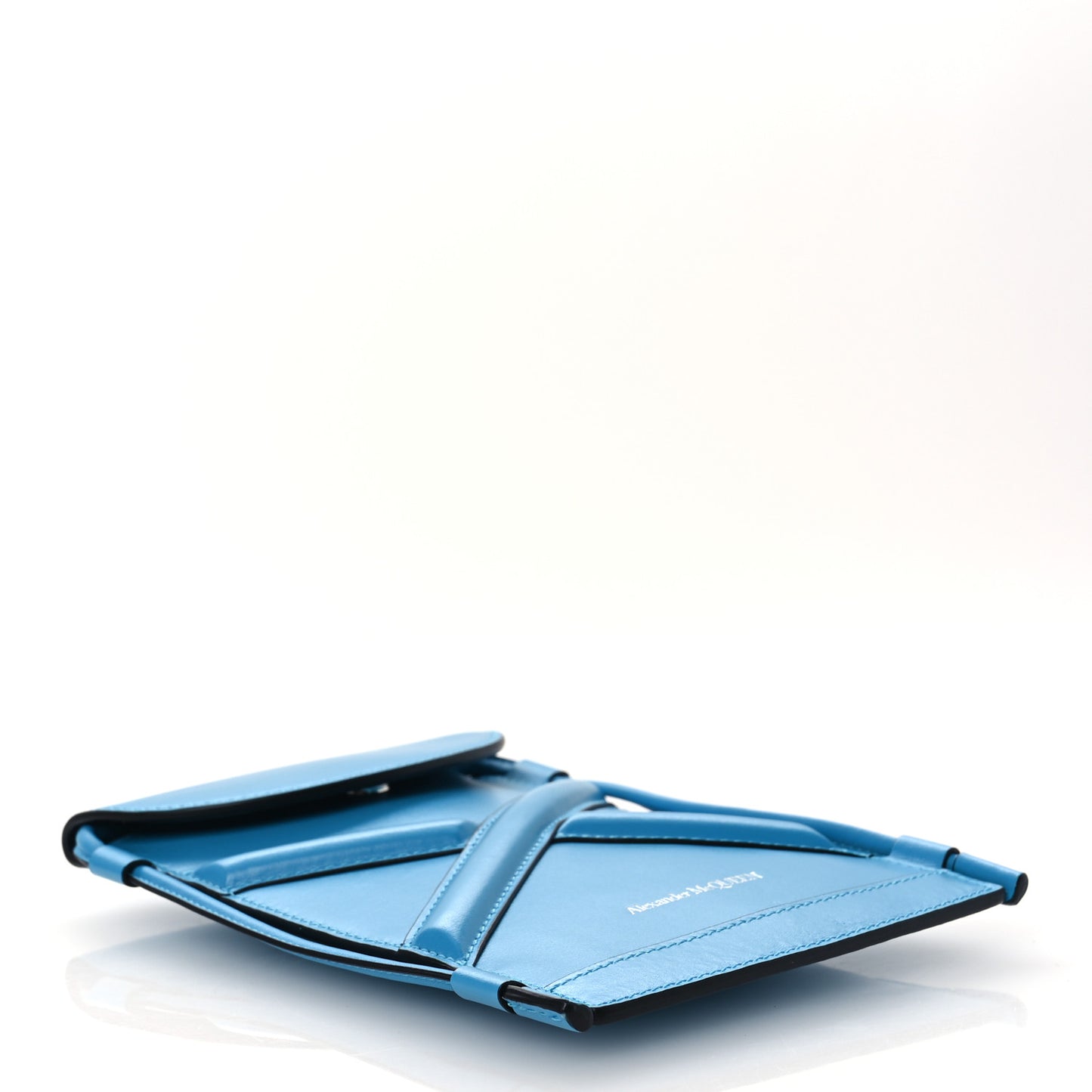Calfskin The Curve Micro Crossbody Pouch Bag Blue