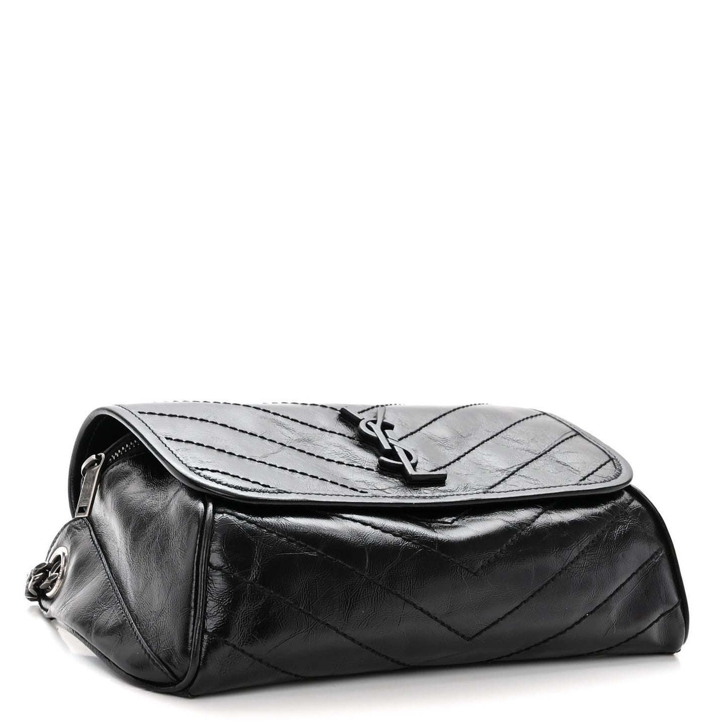 Crinkled Calfskin Matelasse Monogram Niki Body Bag Black