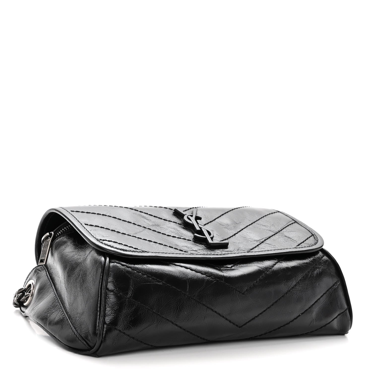 Saint Laurent Crinkled Calfskin Matelasse Monogram Niki Body Bag Black 4 of 9