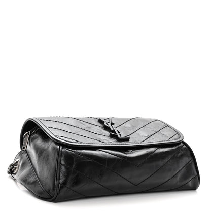 Saint Laurent Crinkled Calfskin Matelasse Monogram Niki Body Bag Black 4 of 9