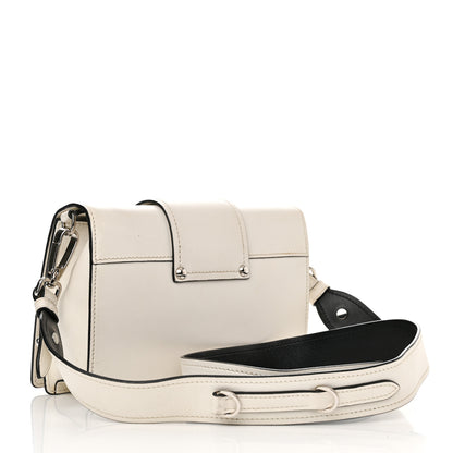 Prada City Calf Plex Ribbon Bag White Black 3 of 17