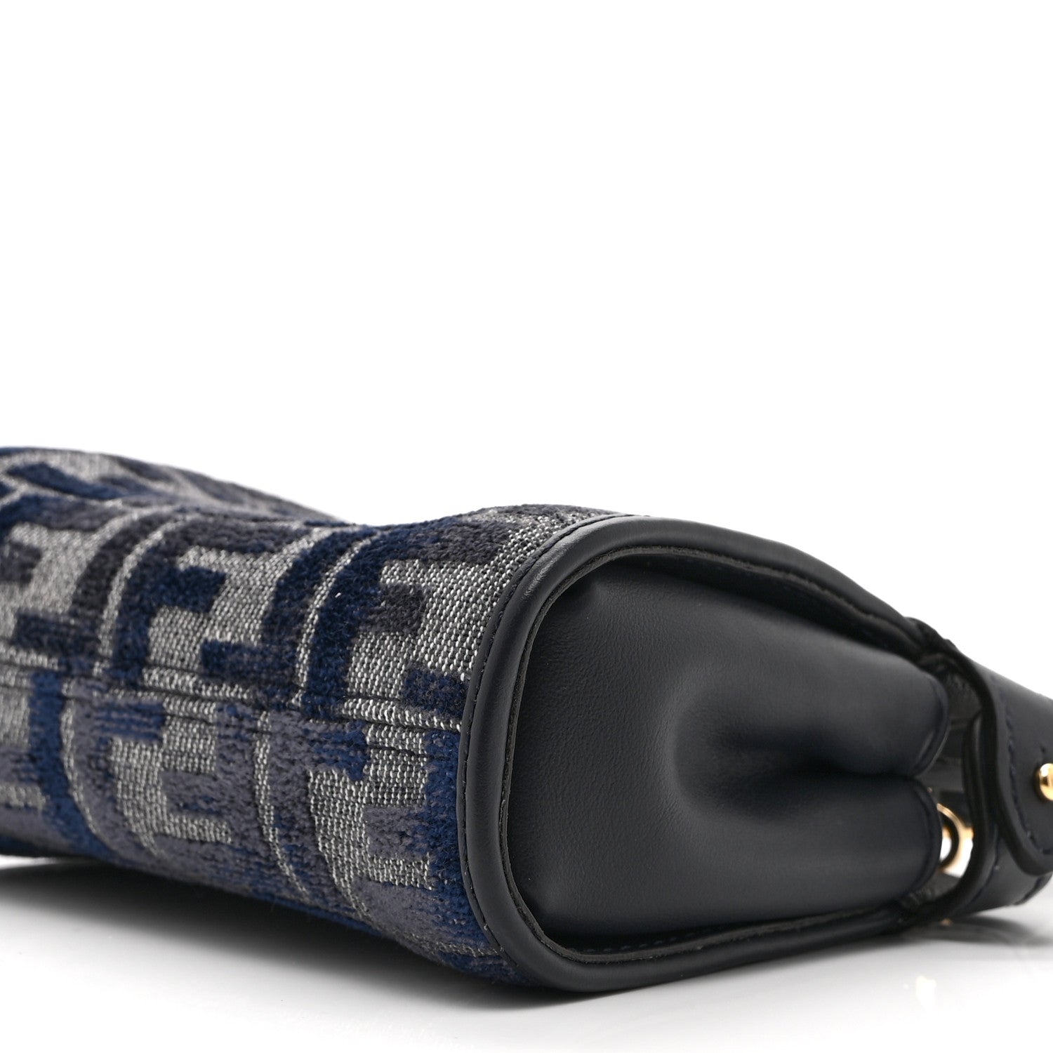 Fendi Chenille Calfskin Nano Peekaboo Satchel Grigio Blue Notte