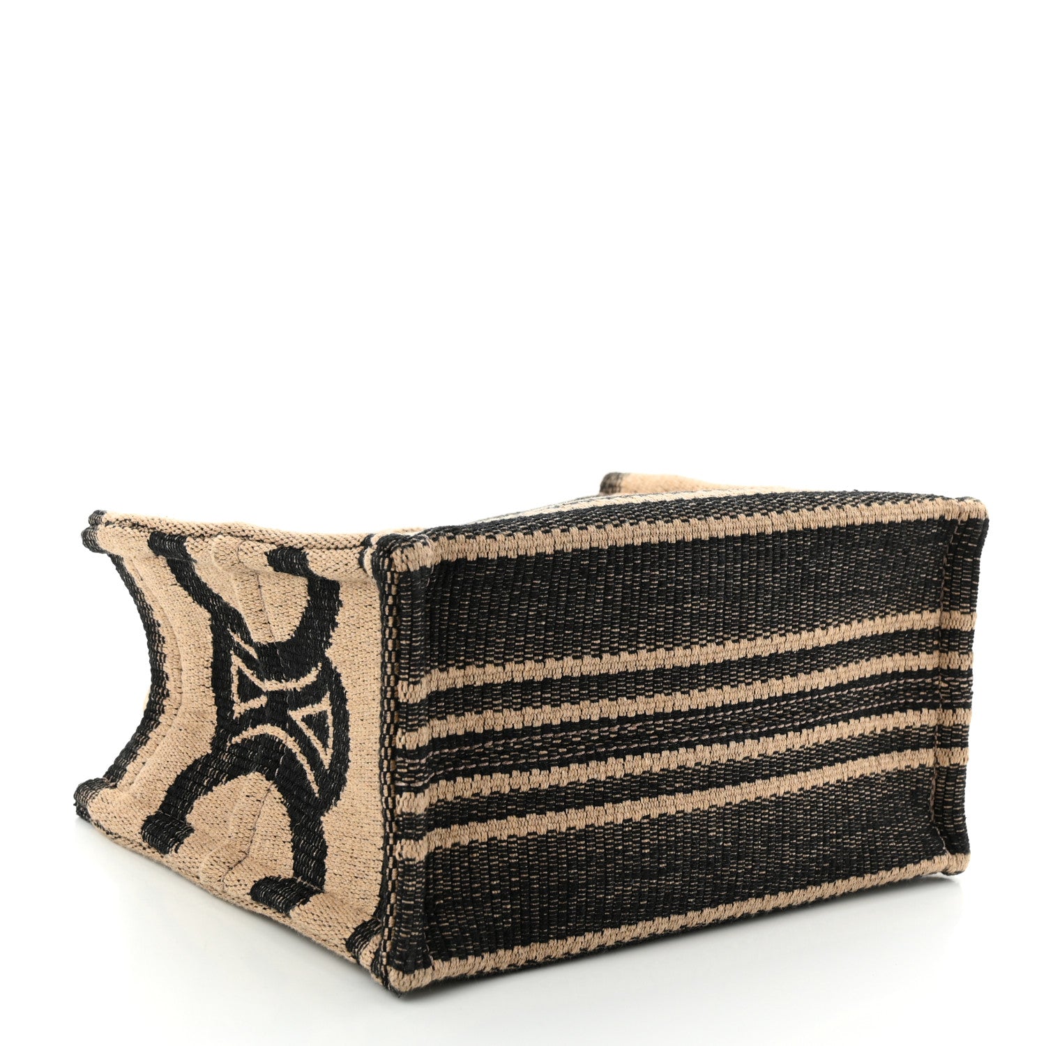 Celine Stripe Triomphe Small Cabas Beige Black 4 of 9