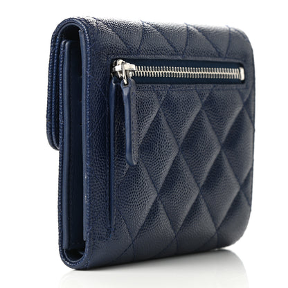 Chanel Caviar Quilted Compact Flap Wallet Navy 3 of 10