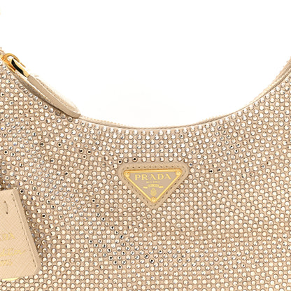 Prada Satin Crystal Mini Re-Edition 2000 Bag Sabbia 8 of 11