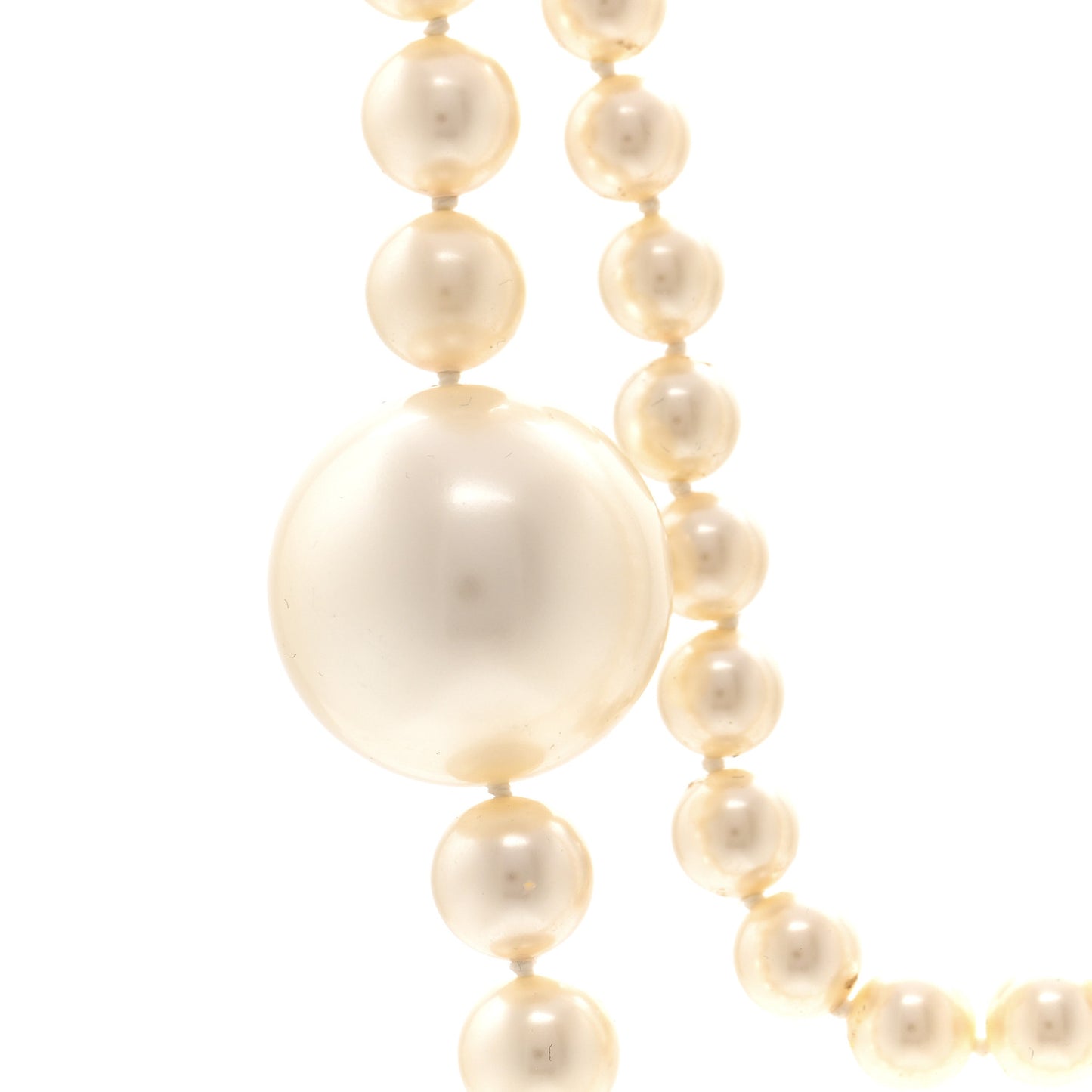 Graduated Pearl CC Long Necklace Gold