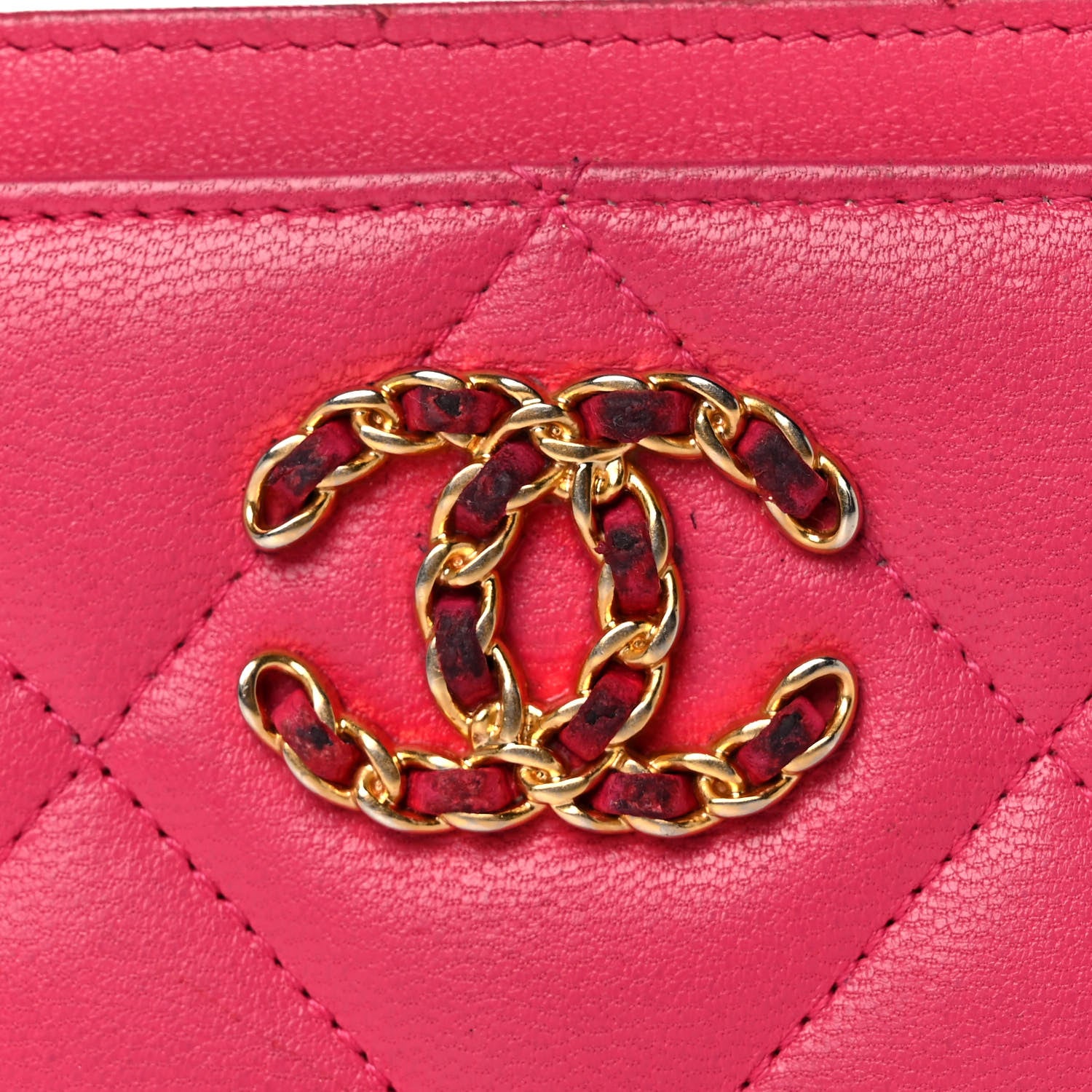 Chanel Shiny Goatskin Quilted 19 Card Holder Dark Pink 6 of 13