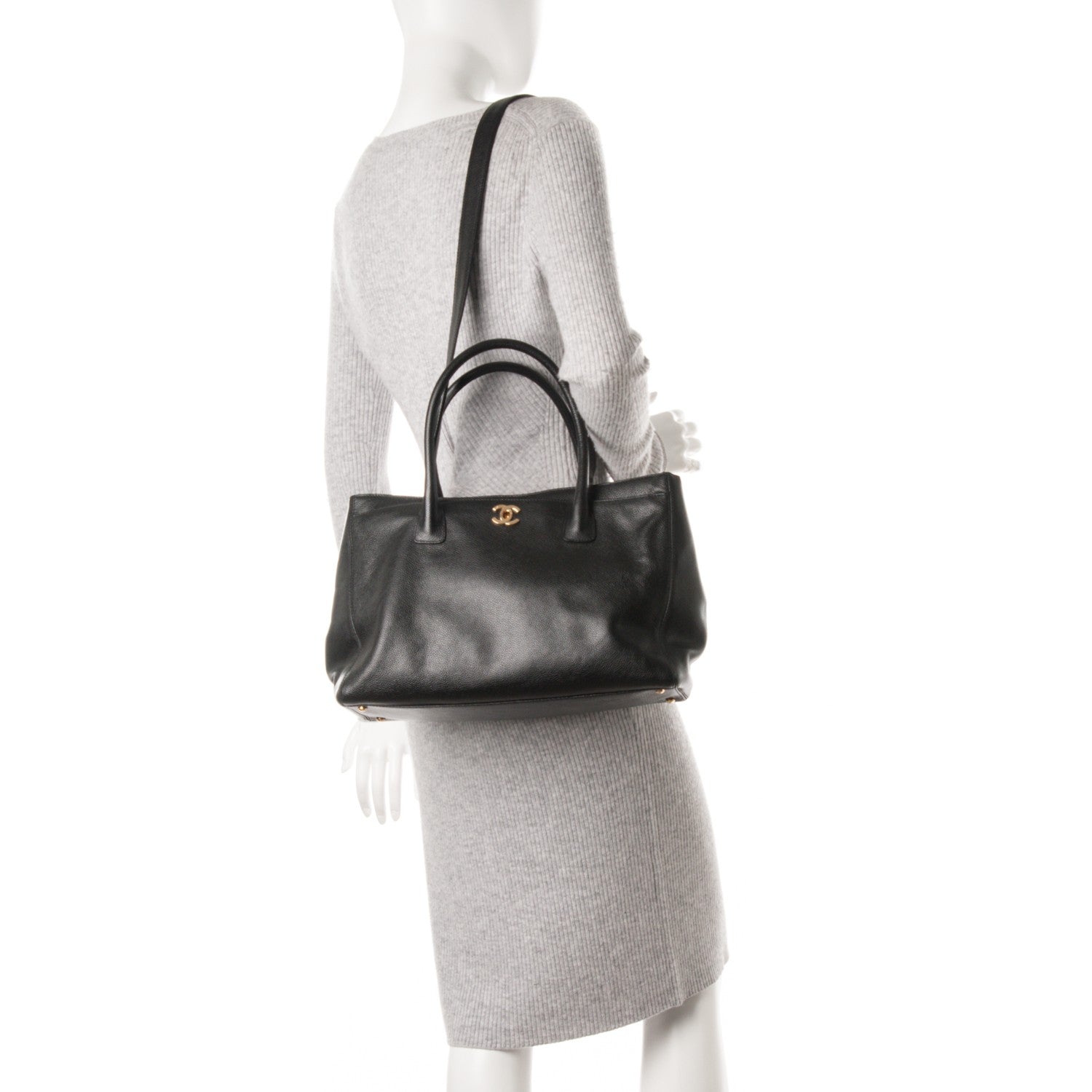 Chanel Calfskin Cerf Executive Shopper Tote Black 3 of 8