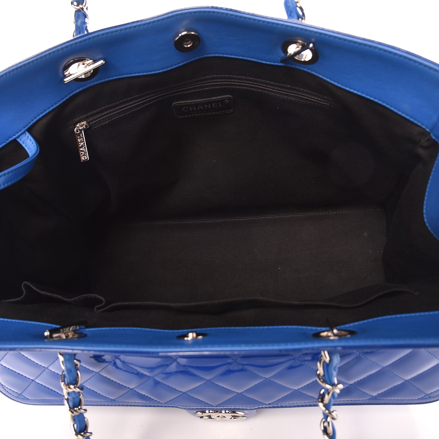 Chanel Patent Quilted Large Coco Shine Shopping Tote Blue 5 of 7