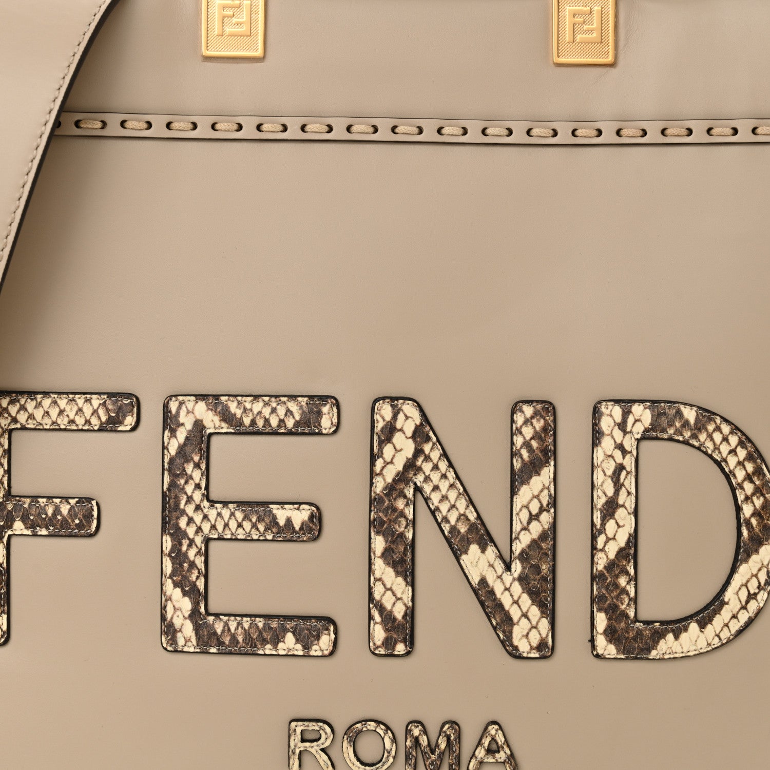 Fendi Vitello King Plexiglass Elaphe Python Print Logo Medium Fendi Sunshine Shopper Tote Tartufo Daisy Roccia 8 of 14