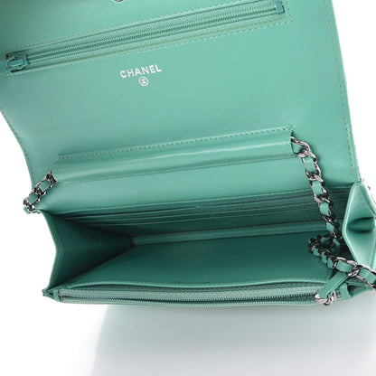 Chanel Patent Quilted Wallet On Chain WOC Green 5 of 12