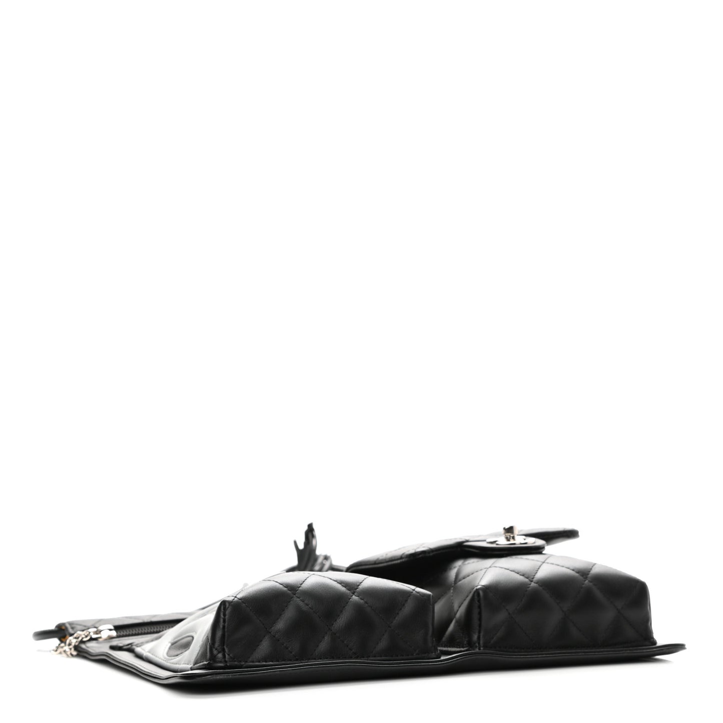 Calfskin Quilted Cambon Multipocket Shoulder Bag Black