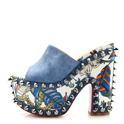 Christian Louboutin Crepe Satin Botanique Massivactic 160 Platform Sandals 36 Jeans Bianco Multicolor 1 of 7