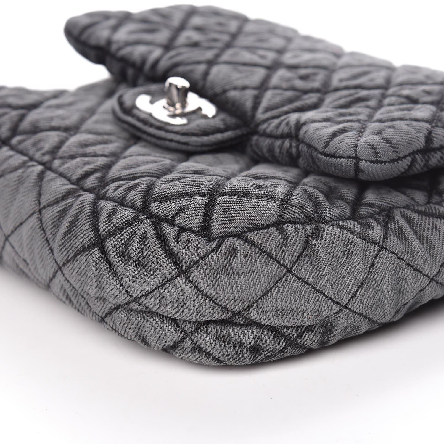 Chanel Washed Denim Quilted Small Denimpression Flap Grey Black 6 of 10