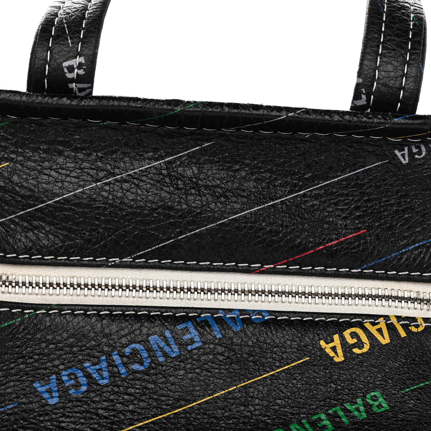 Balenciaga Agneau Arena Logo Multicolor Print XS Bazar Shopper Tote Black Multicolor 12 of 13
