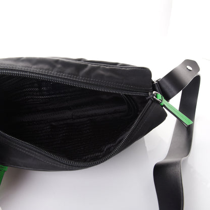 Prada Tessuto Nylon Studded New Vela Shoulder Bag Black Verde 5 of 10